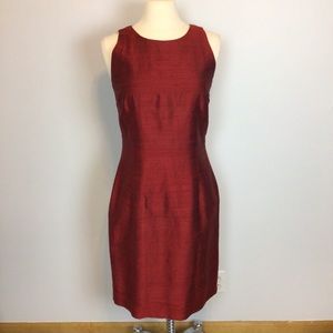 DonnaMorgan,Sz 12,Rich Red Raw Silk Updated sheath